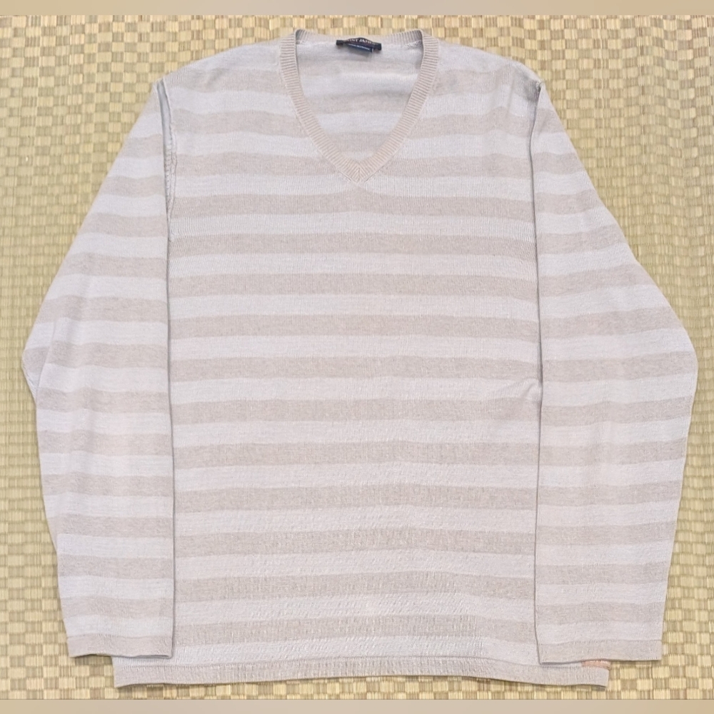Saint James Cotton Linen V-neck Sweater Men's Size Large Made in France